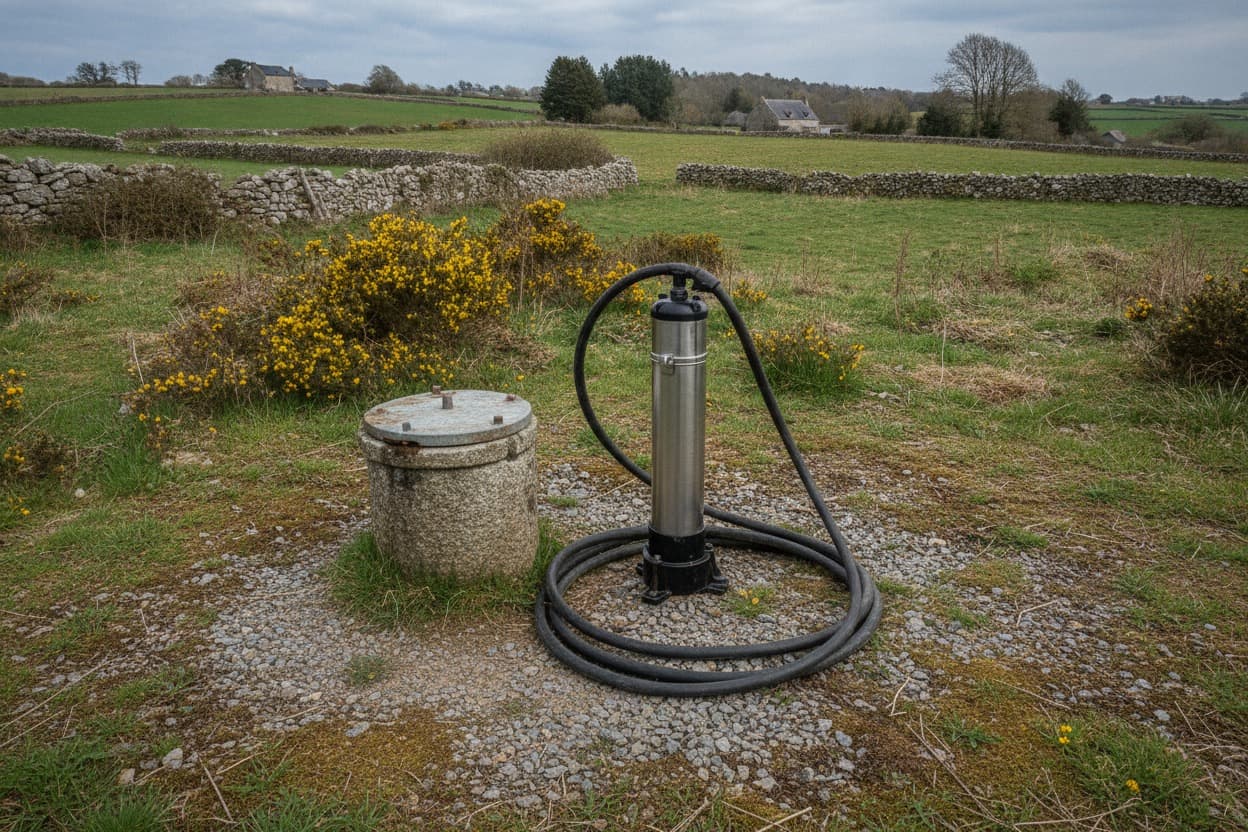 Pompe immergée et équipement de tête de forage