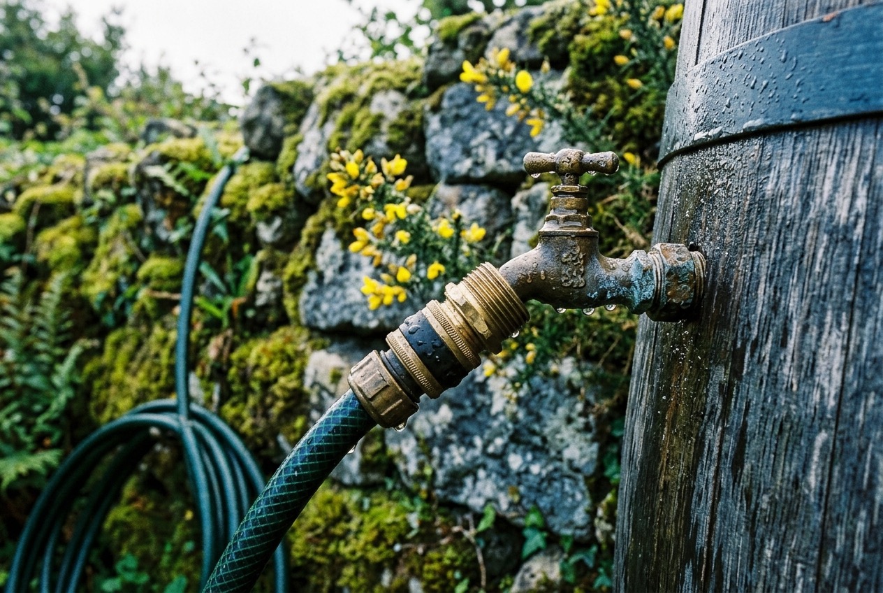 Eau de pluie ou forage : deux solutions complémentaires pour l'arrosage, illustration technique du sujet, sans personne ni main